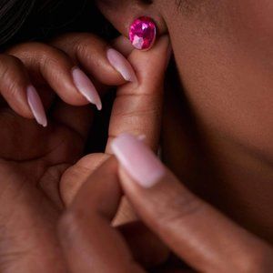 J.Crew Big Pink Faux Diamond Earrings - 1 cm - Great Condition